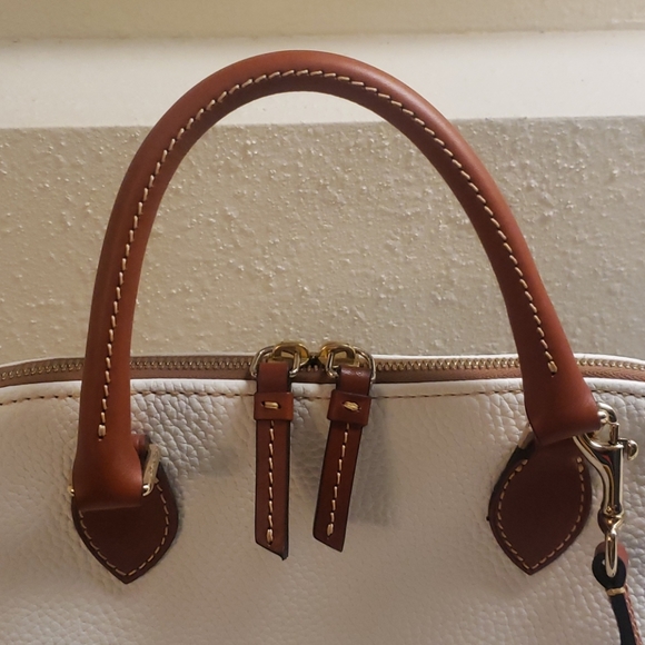 Dooney & Bourke Pebble Grain Zip Satchel White - Picture 2 of 12